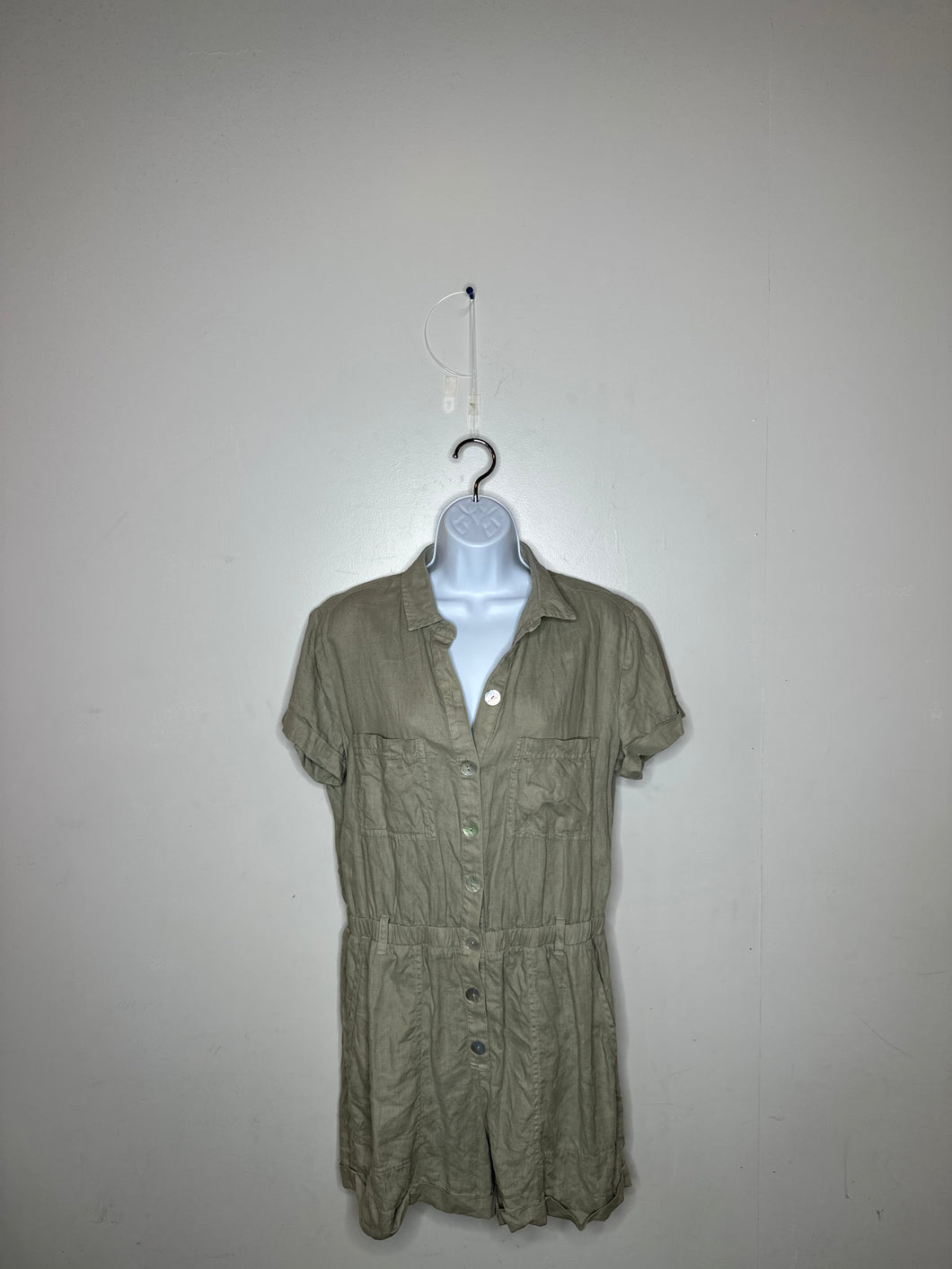 Olive Cloth and Stone Romper, Medium