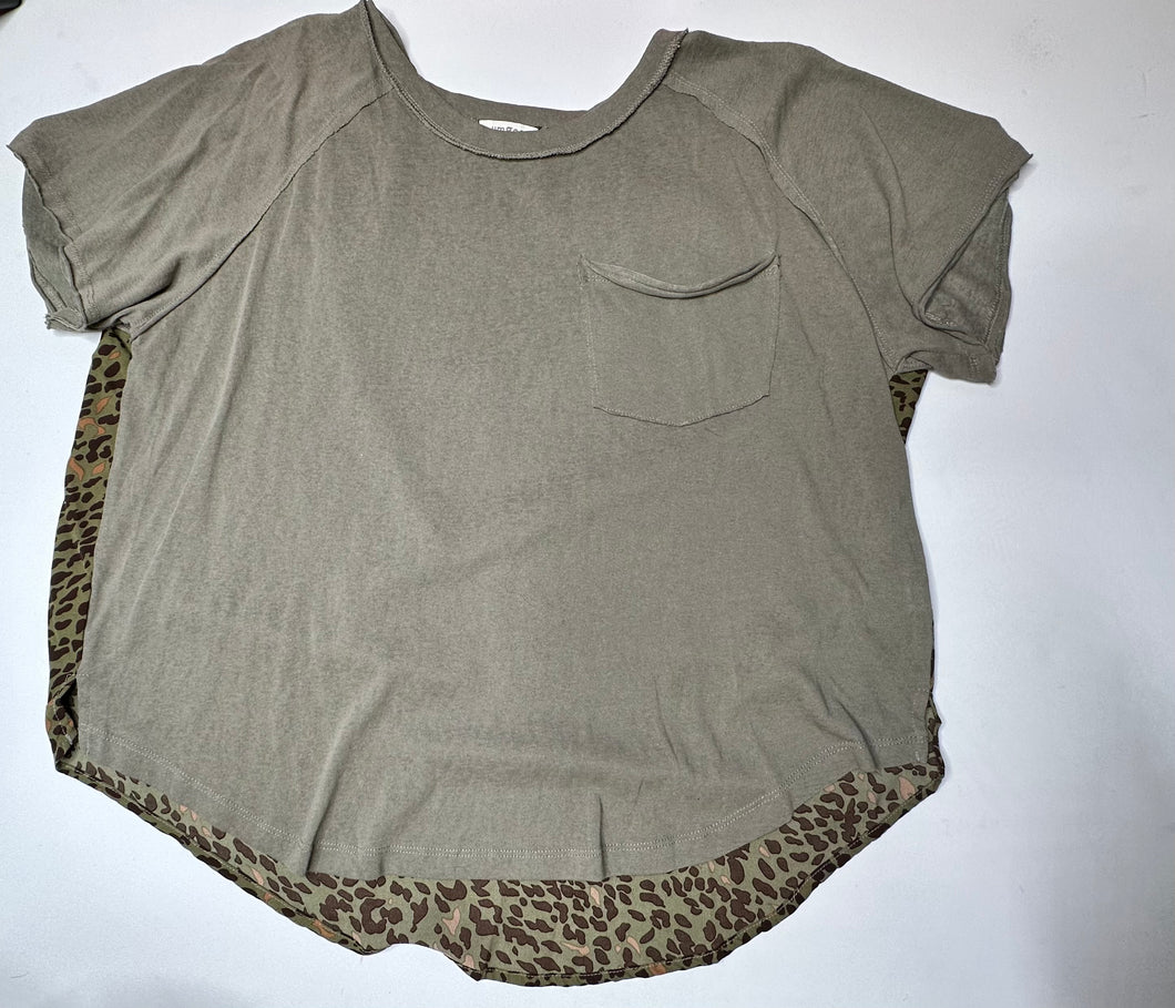 olive leopard Umgee Womens Top, Medium