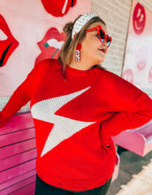 Load image into Gallery viewer, Red lightning bolt distressed sweater
