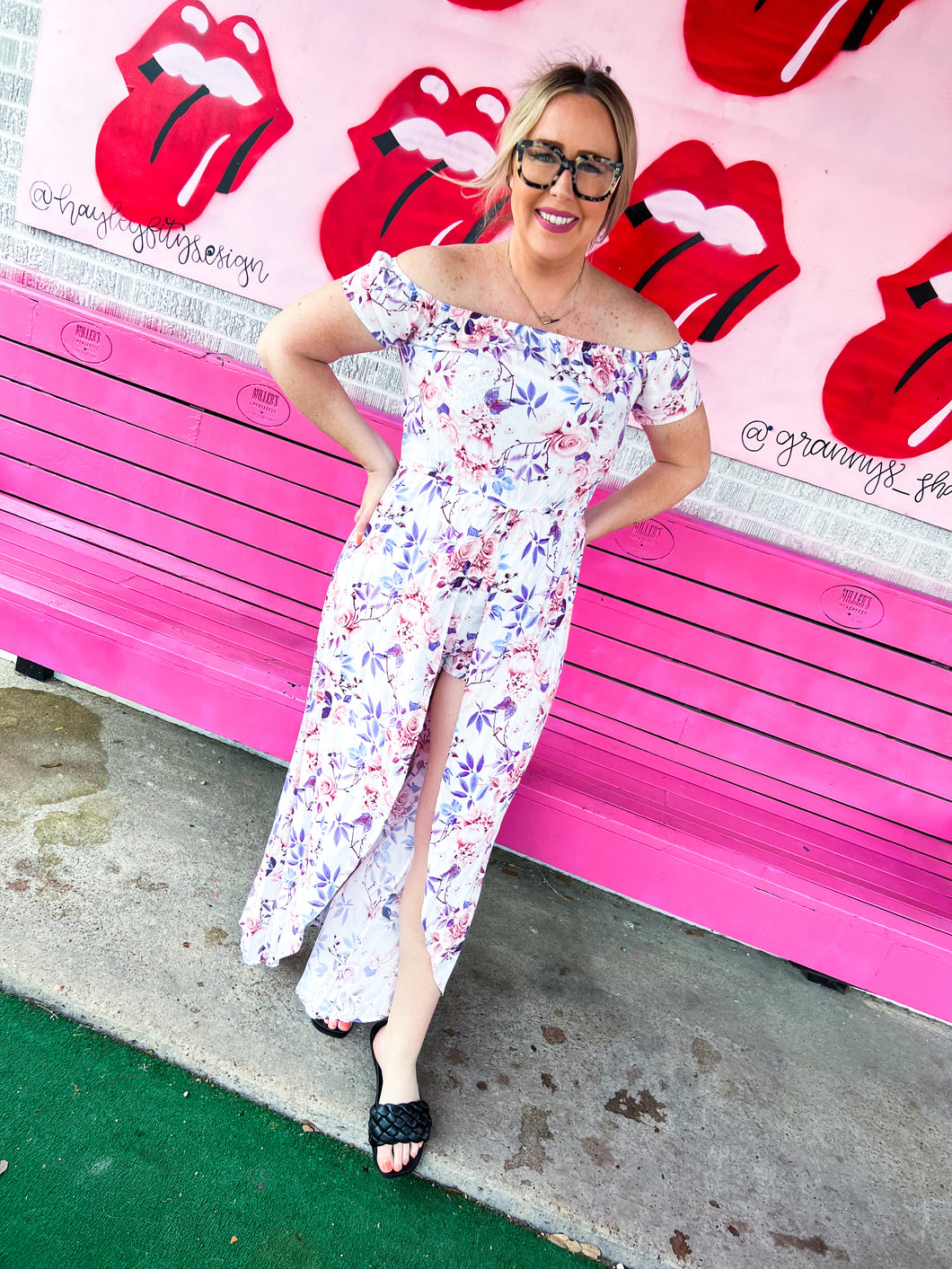 Floral Rue 21 Romper Medium Pink Bulldog Boutique